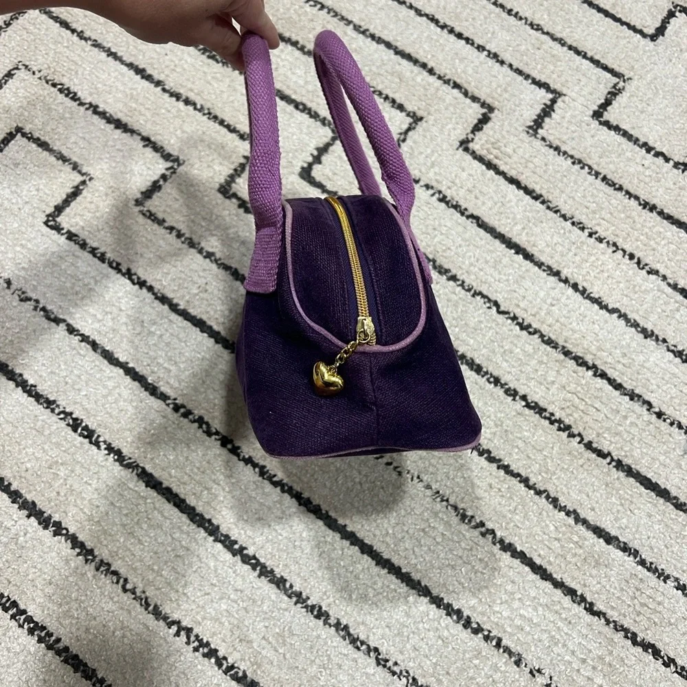 Victoria's Secret Purple and Gold Heart Satchel
